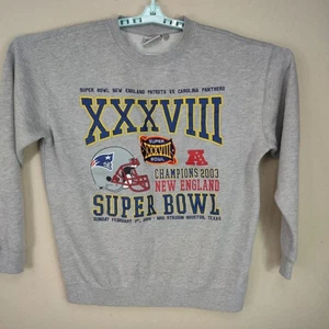 New England Patriots AFC Championship, Super bowl 38 Men's Medium Sweatshirt Vtg - Picture 1 of 9