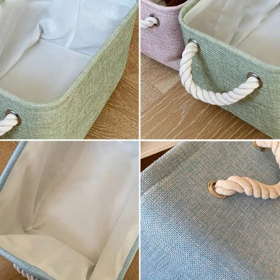 Aufbewahrungskorb Leinenstoff Textil Grommet Korb Organisieren Möbel - Bild 1 von 4