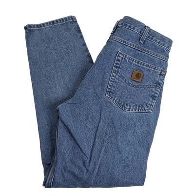 Carhartt 牛仔裤男式 32x32 B17STW 蓝色牛仔裤锥形 — 第 1/4 张图片