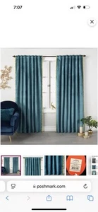 OPALHOUSE Tenda in Velluto Teal Filtrante Luce Nappe Citron 84x52 | 2 Pannelli - Foto 1 di 4
