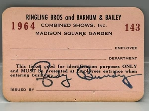 Vintage Ringling Brothers 1964 Card Madison Square Garden Combined Shows - Picture 1 of 3