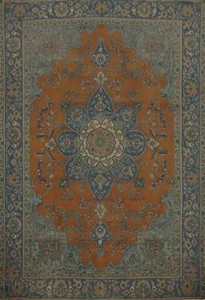 Orange übergefärbt Esszimmer Vorleger 9x12 Vintage Traditionell Handarbeit Teppich - Bild 1 von 16