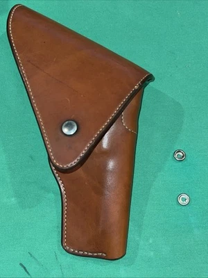 Bonita funda con solapa de cuero marrón Bianchi #16L de colección para revólver de marco grande S&W Foto 1 de 4