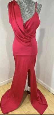 Hot Pink Maxi Dress Womens Large Bodycon Coquette Mermaid Prom Date Night Sexy - Image 1 of 3