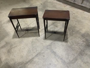 Vintage ENGLISH ? Mahogany ?  Cherry Wood ? NESTING TABLES Art Nouveau Edwardian - Picture 1 of 22