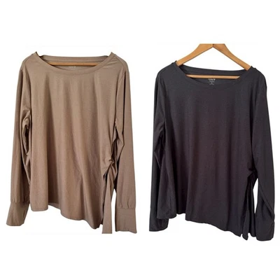 Old Navy Cloud Motion Go Dry Long Sleeve T-Shirts Size XL Set Of 2 Brown / Black - Image 1 of 4