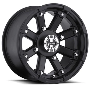 14x8 -10.2 Vision 393 Lock Out 4x4 Matte Black Wheels (Set of 4) - Picture 1 of 2