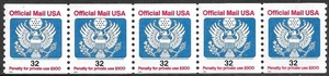 US Stamp #O153 32c. Eagle Official Coil Strip of 5 MNH - Picture 1 of 1
