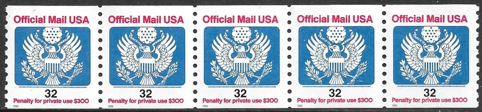 US Stamp #O153 32c. Eagle Official Coil Strip of 5 MNH - Image 1 of 1