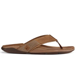 Olukai Tuahine Men's Flip Flops, Toffee/Toffee, M10 - Picture 1 of 5