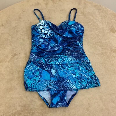 Traje de baño Shore Shapes para mujer azul estampado de serpiente correa ajustable de una pieza talla 8 Foto 1 de 4