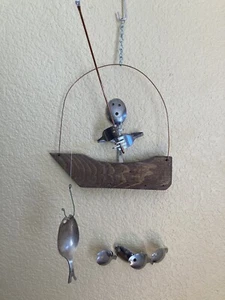 Fischer Windspiel Boot Angeln hängend Silberbesteck Ornament Löffel Fisch #2 - Bild 1 von 5