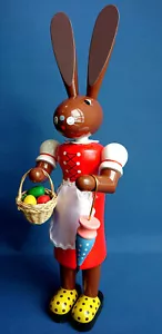 Osterhäsin 42cm Großfigur Erzgebirge Osterhase Hase farbig Osterhasenfrau Neu - Bild 1 von 3