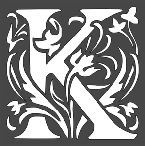 1- 5.5x5.5 inch Stencil, (VK-84) Letter K (6mil)***** - Picture 1 of 2