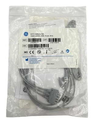 JUEGO DE CABLES DE PLOMO GE ECG - 3 CABLES - AGARRADOR - AHA - 74 cm / 29 pulgadas 2106390-001 Foto 1 de 2