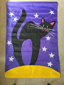Halloween Grande Bandiera Decorativa Luna Piena Gatto Nero Vintage 28"x40"/Ottima Qualità - Foto 1 di 3