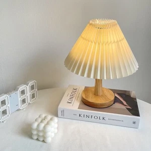 Three-color Night Lights Pleated Bedside Lamp Retro Led Lamp for Bedside Desk - Picture 1 of 10