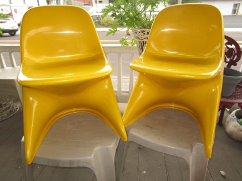PR VTG MID CENTURY ULTRA MODERN CASALINO CHILDS Yellow PLASTIC Z CHAIRS 70's Cover