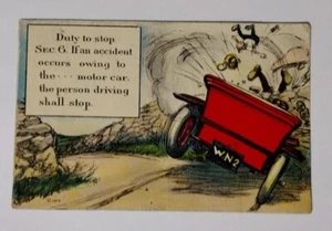 Duty to Stop Sec 6 Automobile Accident Comic Unsigned Charles Crombie c1908 PC - Picture 1 of 2