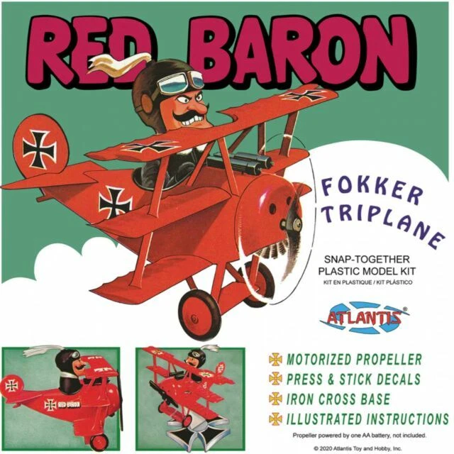 Atlantis 5903 Red Baron Fokker Tri-Plane Snap Military Airplane Model Kit