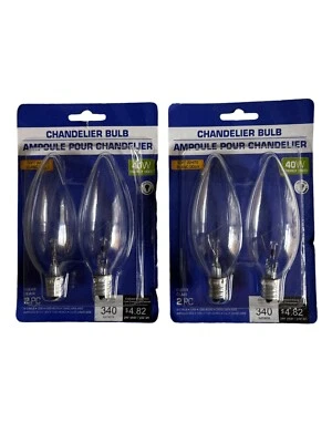 2 Chandelier Bulb 2 Packs 40 Watt Soft White Clear NEW - Image 1 of 2