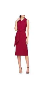 Kay Unger Ruby Red Annika Sleeveless Cocktail Midi Dress Size 10 $278 *Less Belt - Picture 1 of 3