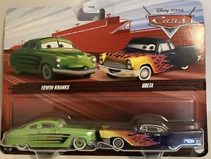2024 HTF Disney Pixar Cars 2pk EDWIN KRANKS & GRETA 1:55 Diecast ~SAME DAY SHIP - Picture 1 of 11