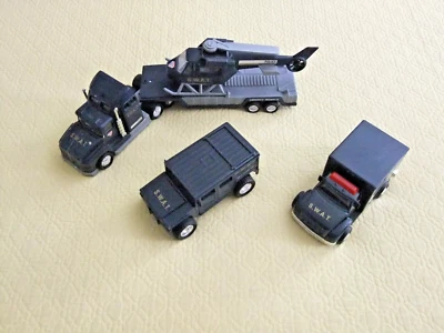 VINTAGE 1998 Soma SWAT 5 Piece Playset Cab, Trailer, Chopper, Ambulance, Humvee - Image 1 of 4