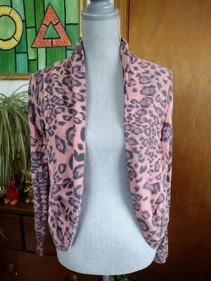 Boston Proper Women's Open Cardigan Sweater Animal Print Pink Gray Sz XS - Image 1 of 4