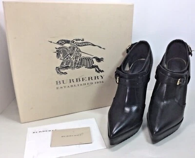 Burberry Mujer EU 40 US 8.5 Cuero Negro Tacones Altos Con Caja NUEVO Envío Gratis! Foto 1 de 4
