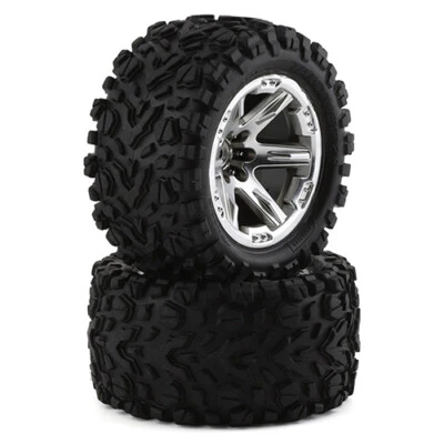 Traxxas Talon EXT 2.8" Pre-Mounted Tires w/Chrome RXT Wheels - Rustler TRA6773R - Image 1 of 3