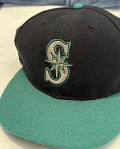 Vintage New Era Seattle Mariners Fitted Hat 7 1/2 MLB Official On Field 50FIFTY - Picture 1 of 5
