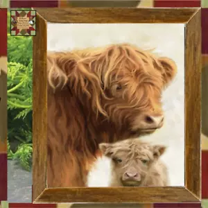 Highland Cow and Calf Framed Picture 15"H - Picture 1 of 3