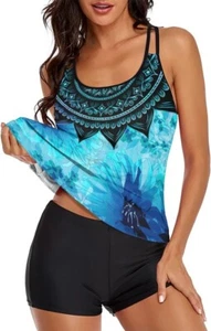 Tankini Swimsuit for Women Floral Two Piece Bathing Suit Swimwear Tank Top M Siz - Picture 1 of 5