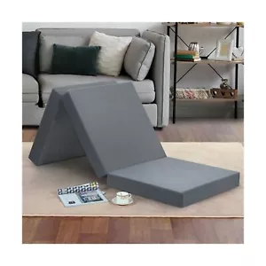 Topper in memory foam tripieghevole grigio 4 pollici Portatile per dormire spesso comodo rilassante - Foto 1 di 7