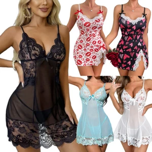 Women's Sexy Lace Lingerie Teddy Babydoll Underwear Nightgown Slip Dress Set US - Picture 1 of 78