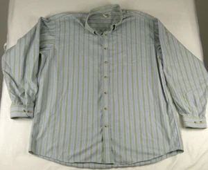 Camicia elegante LL Bean uomo 2XLT verde/blu a righe cotone con bottoni manica lunga - Foto 1 di 7