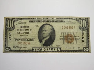 $10 1929 Newport Kentucky KY National Currency Bank Note Bill Charter #2726 Fine - Picture 1 of 4