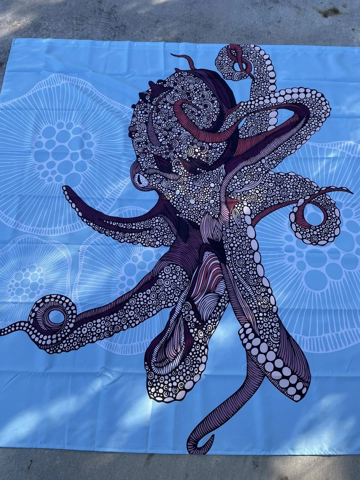"Cortina de ducha Valentino Ramos Octopus Bloom Deny Designs azul 71x74"" NUEVA" Foto 1 de 4