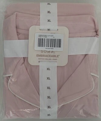 $94 SOMA Embraceable Long-Sleeve Cotton blend Pajama Set Size XL - Image 1 of 3