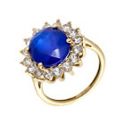 Pre-Owned 9Ct Gold Synthetic Sapphire & Spinel Halo Cluster Ring Size: L 9Ct ...