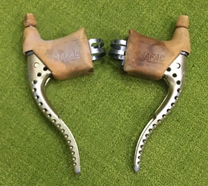 Vintage MAFAC Competition GOLD DRILLED Brake Levers DRILLIUM Gum Hoods PATINA - Picture 1 of 8