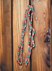Wooden Beaded Garland Red Hearts Brown Square Blue round 104 inch crafting Boho