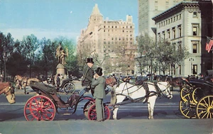 NYC Carriages on 59th Street Photo Vintage Postcard New York City - Picture 1 of 2
