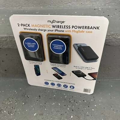 2-Pack myCharge 5000mAh Magnetic Wireless PowerBank Phone Charger Battery Packs - Image 1 of 4