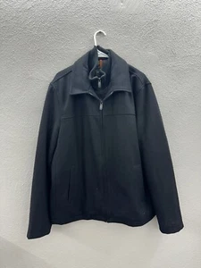 Dockers Mens Peacoat Size XL Black Double Zip Up Faux Mock Neck Wool Blend - Picture 1 of 14