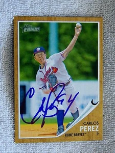 Atlanta Braves Carlos Perez signiert 2011 Topps Heritage Rom Braves Karte Autogramm - Bild 1 von 1