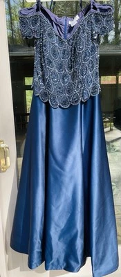 Impresionante vestido azul elocuente para bodas, madre de novia/novio, graduación, salón de baile Foto 1 de 2