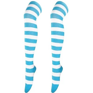Calcetines con estampado de rayas (alto el muslo) - azul y blanco - Imagen 1 de 1