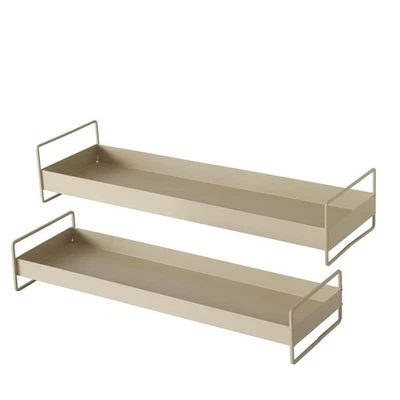 BOLTZE Tablett Wolga 2er Set Beige Serviertabletts aus Metall Modernes Design - Bild 1 von 3